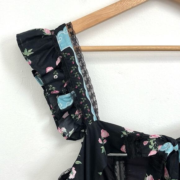 For Love & Lemons Leanne Lace Ruffles Open Back Babydoll Mini Dress - Small - Picture 6 of 14